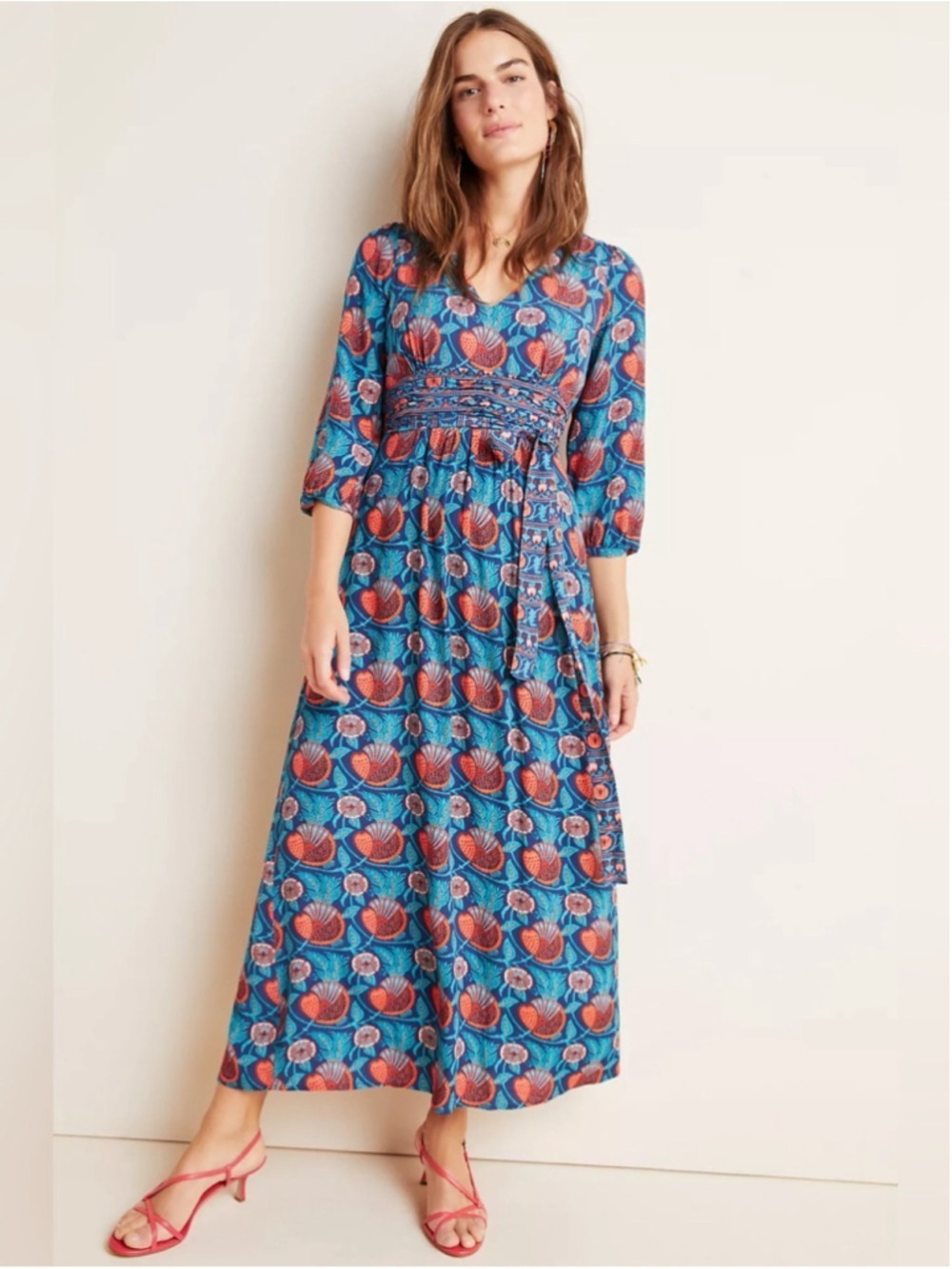 ANTHROPOLOGIE Maeve Zuri Printed Maxi Dress